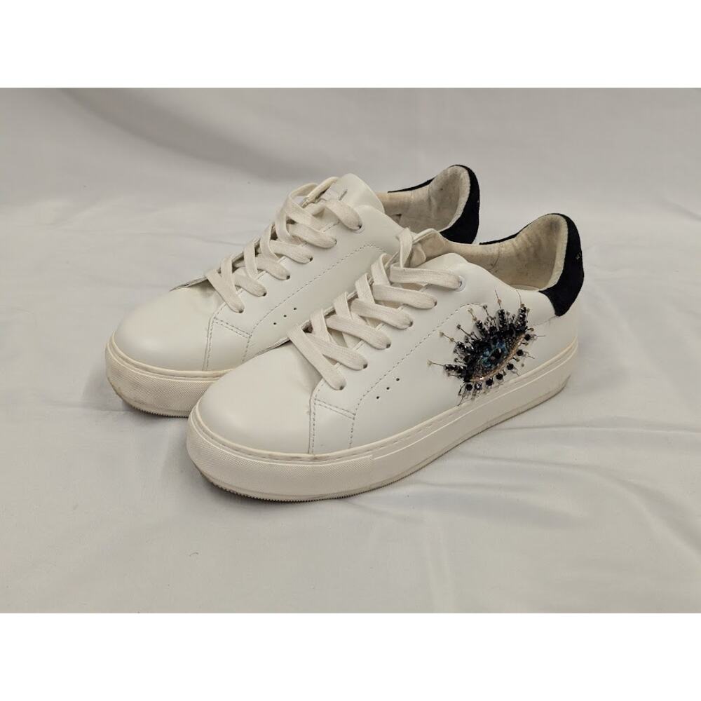KURT GEIGER LINDON Laney Eye Women’s White Leather Casual Sneakers Size 10 EU 41